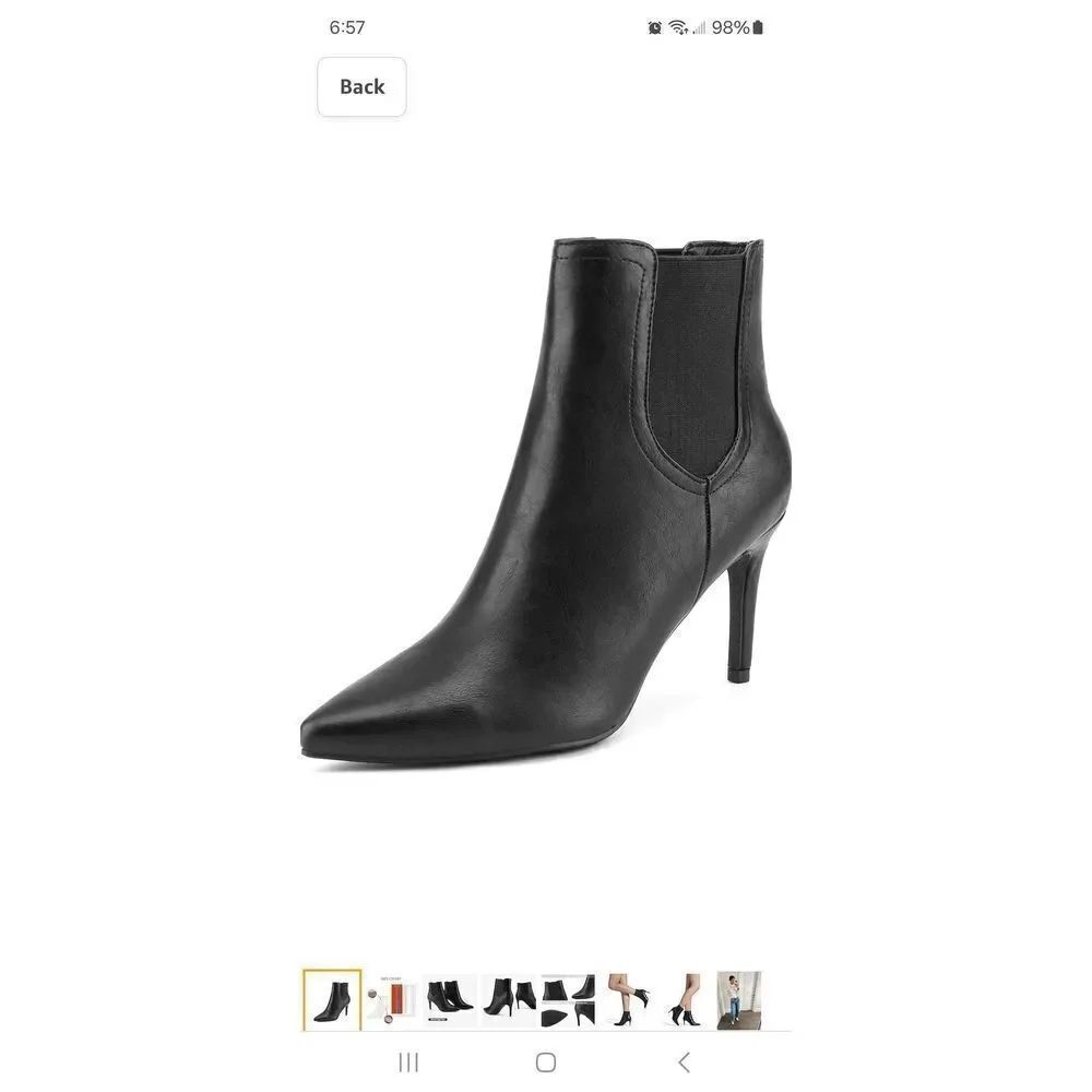 New 5 Dream Pairs Black Point Toe Stiletto High Heel Ankle Boot Booties Shoe NWT